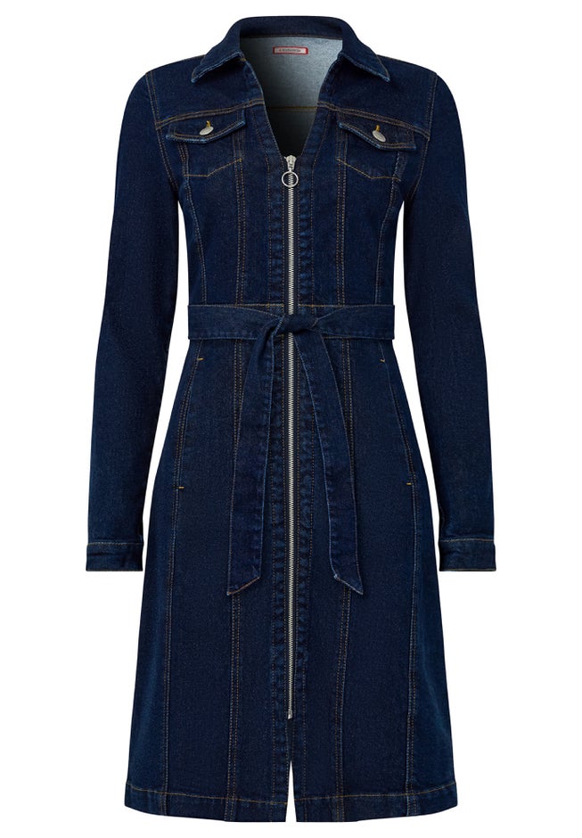 Belted Stretch Denim Dress image number 2