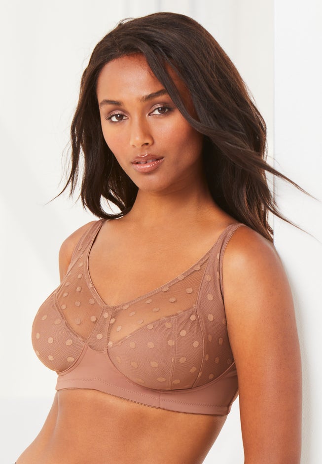 Catherines&reg; Jacquard Polka Dot Wire Free Bra image number 3