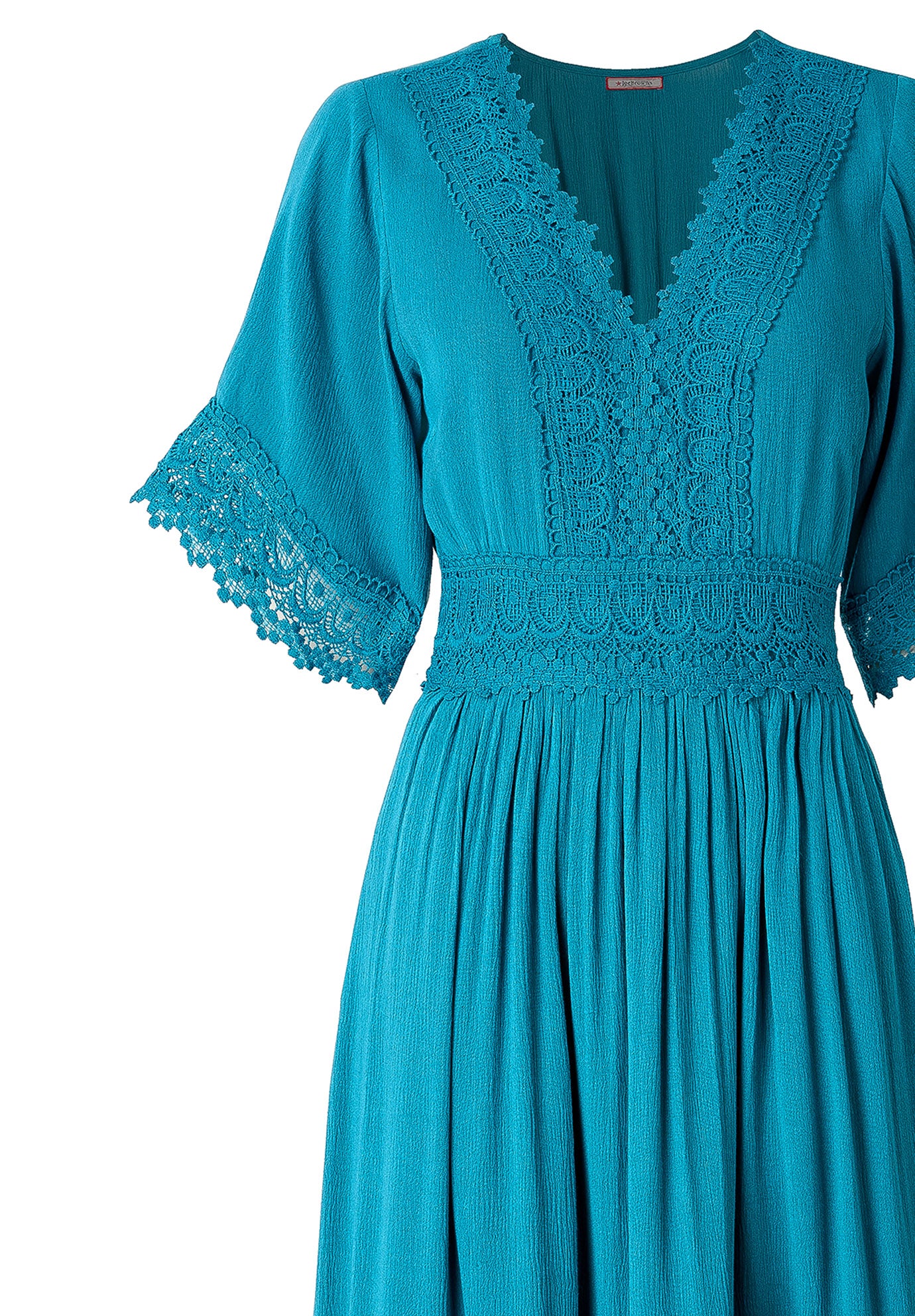 Crochet Trim Boho Midi Dress image number 3