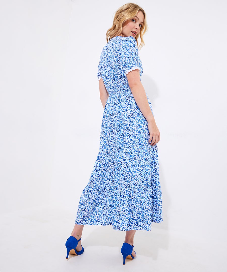 V-Neck Tiered Midi Dress image number 2