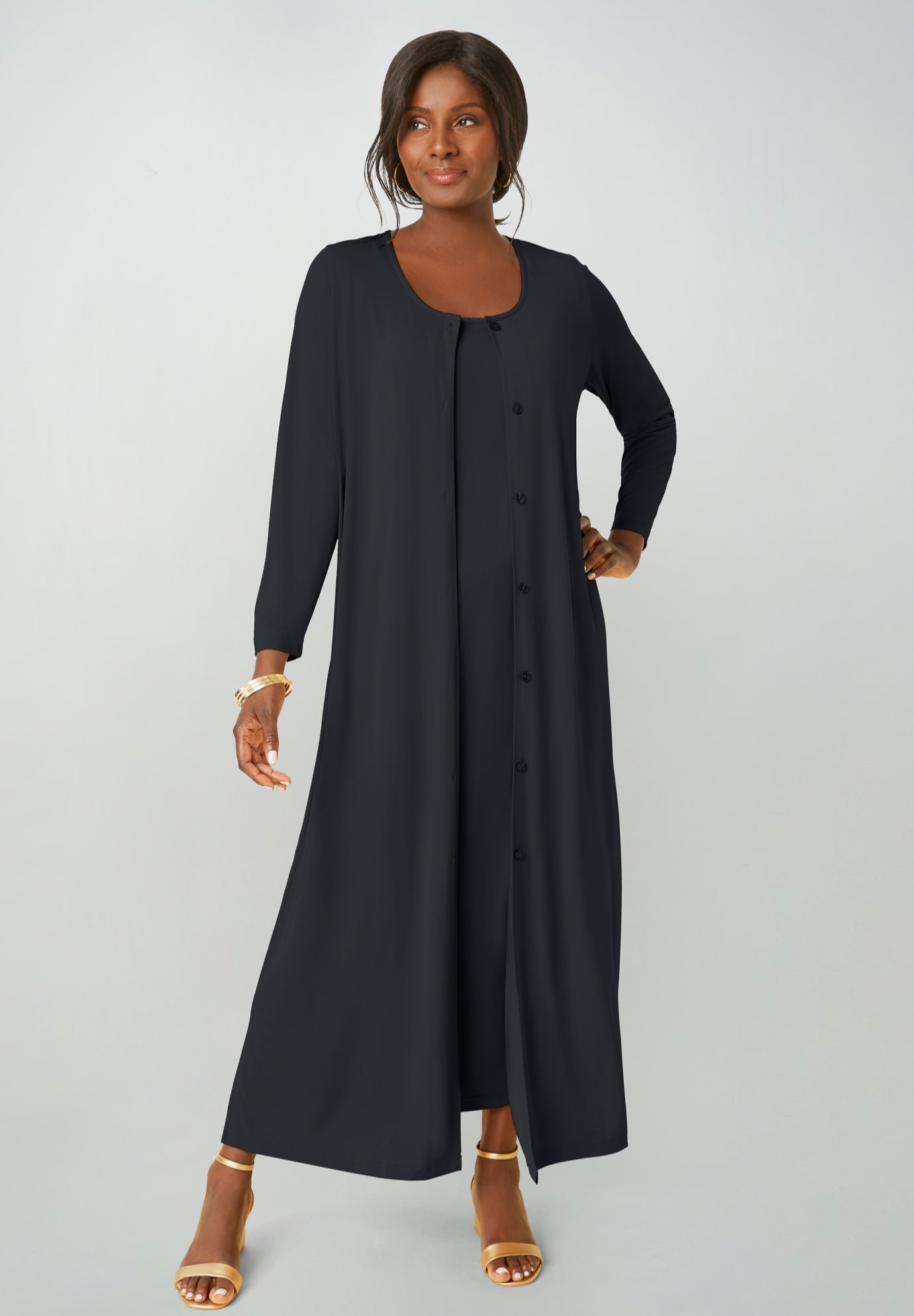 2-Piece Stretch Knit Duster Set image number 0