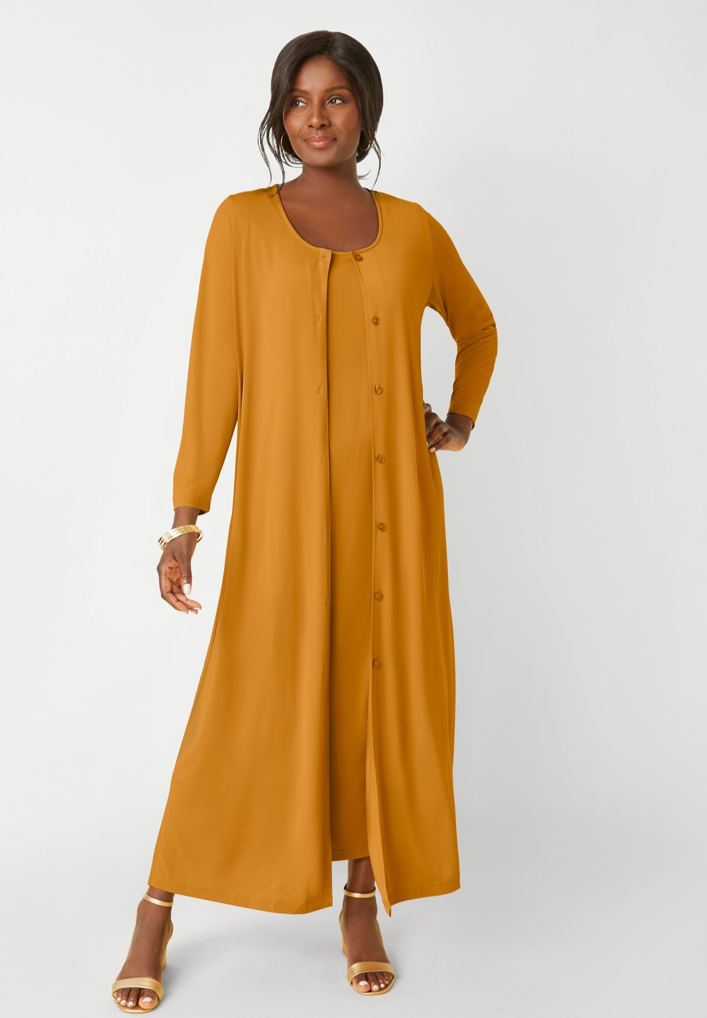 2-Piece Stretch Knit Duster Set image number 0