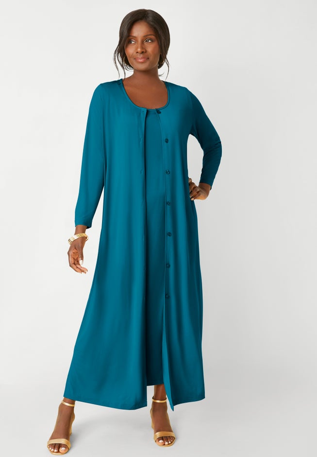 2-Piece Stretch Knit Duster Set image number 0
