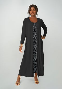 plus size dress with long jacket Super Maxi w/ Jean Jacket