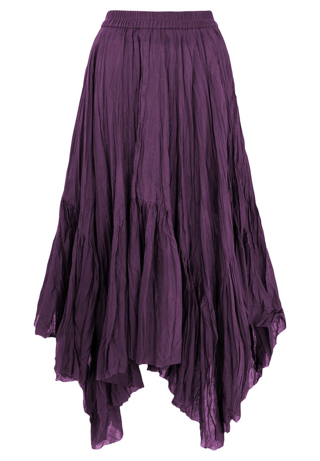 Handkerchief Hem Crinkle Midi Skirt image number null
