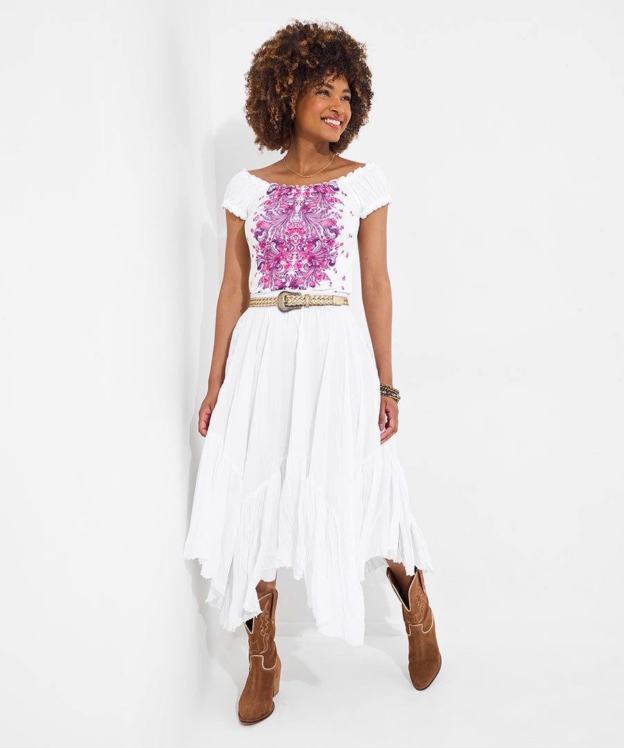 Handkerchief Hem Crinkle Midi Skirt image number 3