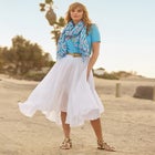 Handkerchief Hem Crinkle Midi Skirt image number null