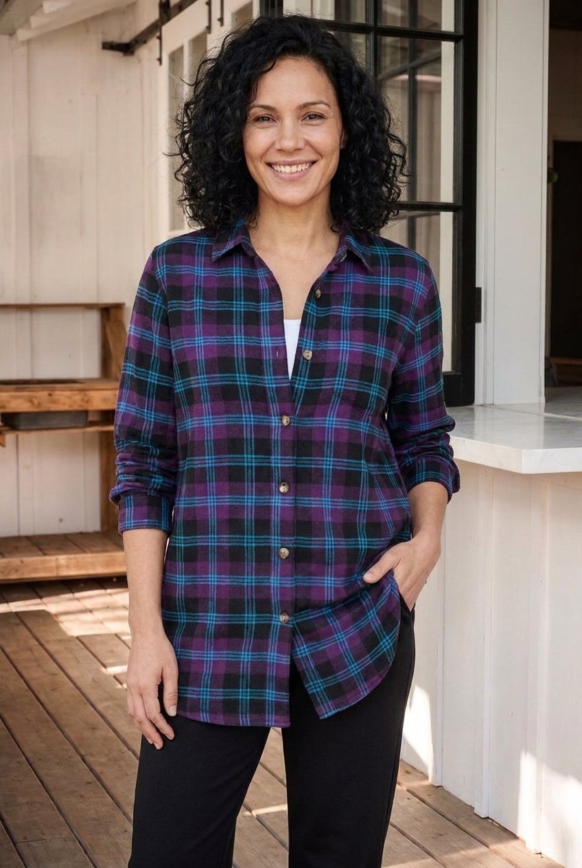 Plaid Double-Brushed Cotton Flannel Shirt image number 0