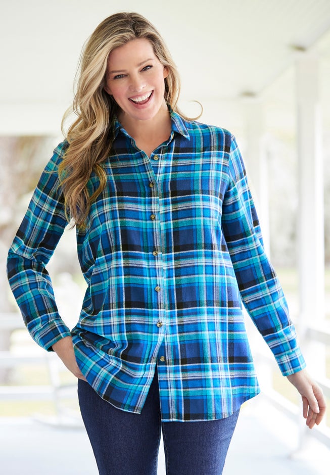 Plaid Double-Brushed Cotton Flannel Shirt image number 5
