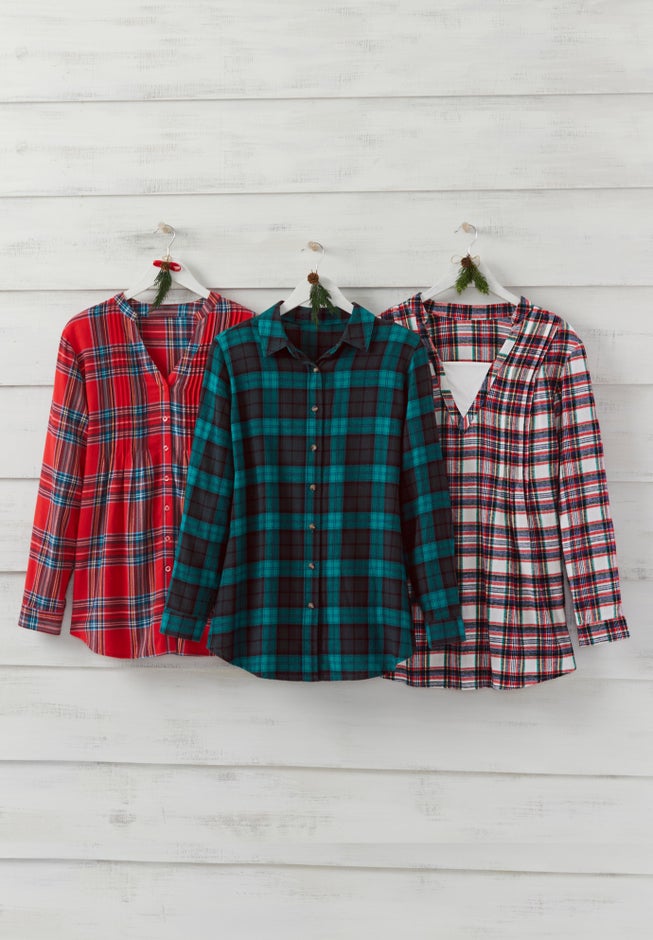 Pintucked Flannel Shirt image number 3