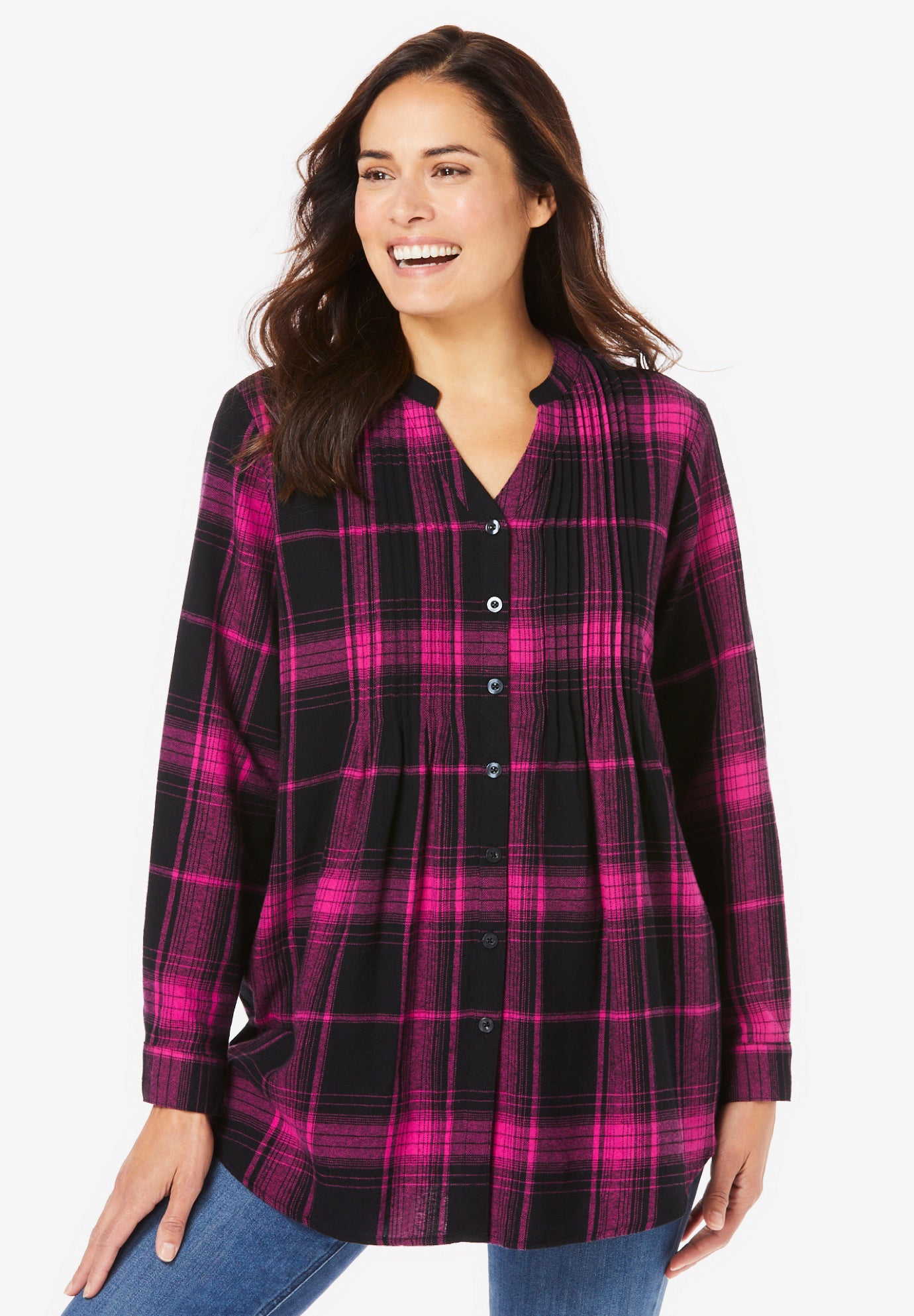Pintucked Flannel Shirt image number 5