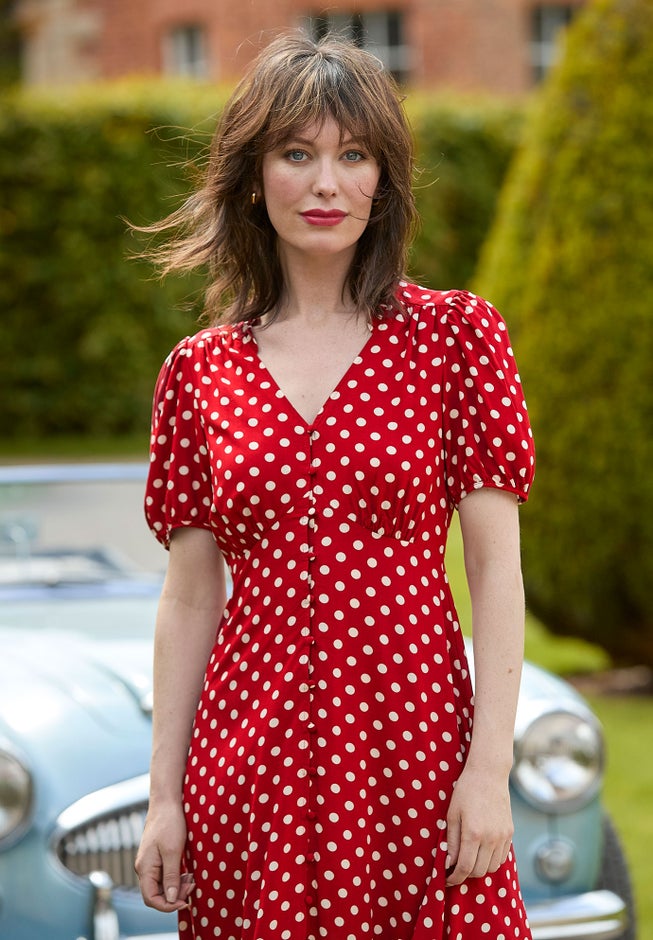 Retro Button-Front Knee-Length Dress image number 1