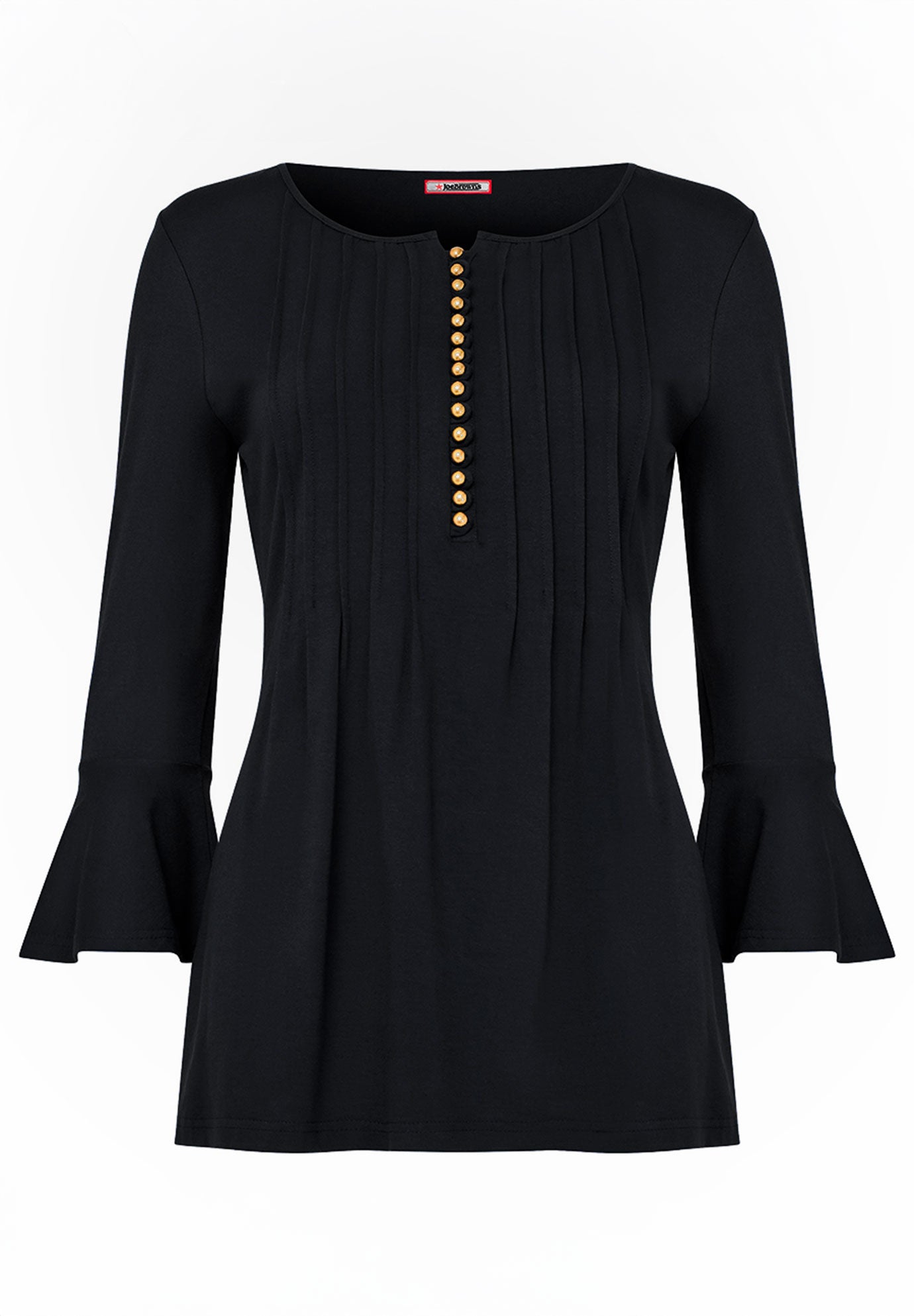 Stretch Cotton Bell Sleeve Henley image number 2