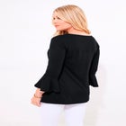 Stretch Cotton Bell Sleeve Henley image number null