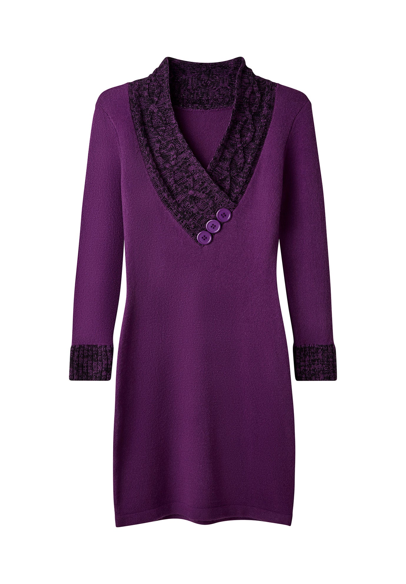 Cable V-Neck Sweater Dress image number 2