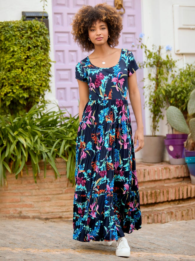 jessica london maxi dresses Jessica London Stretch Knit Flounce Hem Maxi Dress