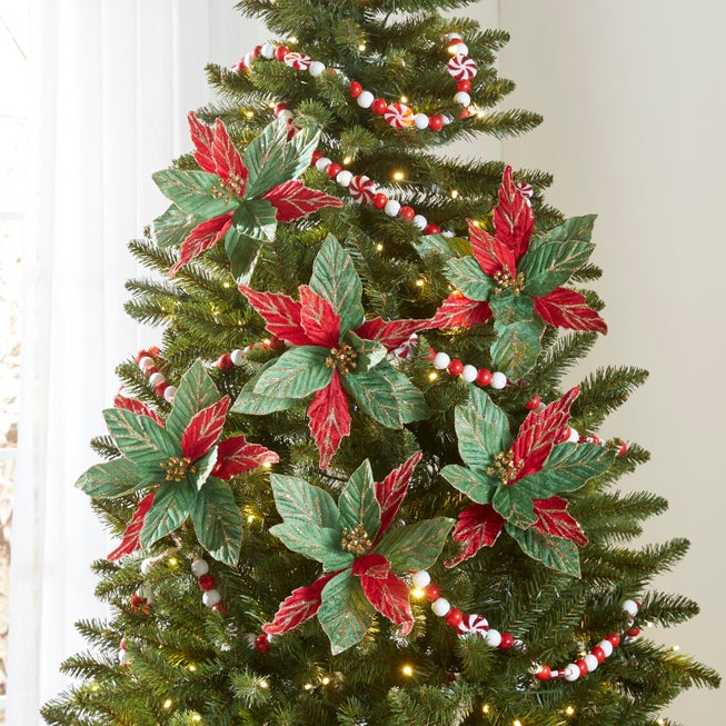 6" Poinsettia Tree Clips, Set of 5 image number 0