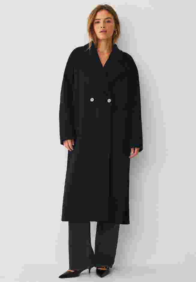 Double Breasted Wool Coat With Side Slits image number 0