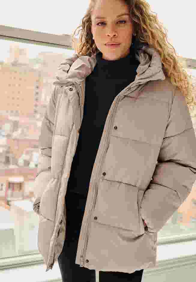 Hooded Drawstring Puffer image number 0