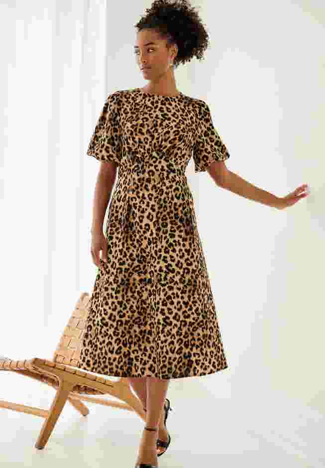 Blouson Sleeve Fit and Flare Dress image number 0