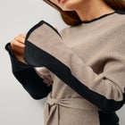 Belted Color Block Midi Sweater Dress image number null