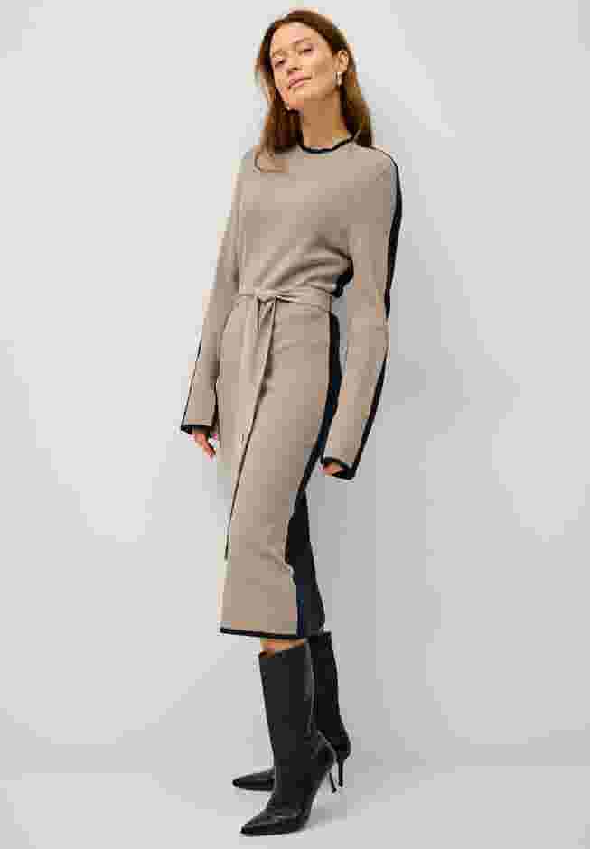 Belted Color Block Midi Sweater Dress image number 0