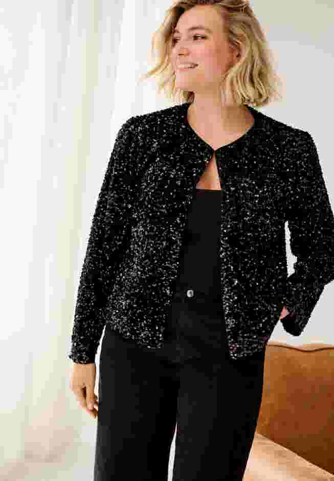 Sequin Boxy 1-Hook Jacket image number 0