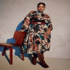 Mock-Neck Chiffon Midi Dress image number null