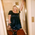 Puff Sleeve Stretch-Velvet Midi Dress image number null