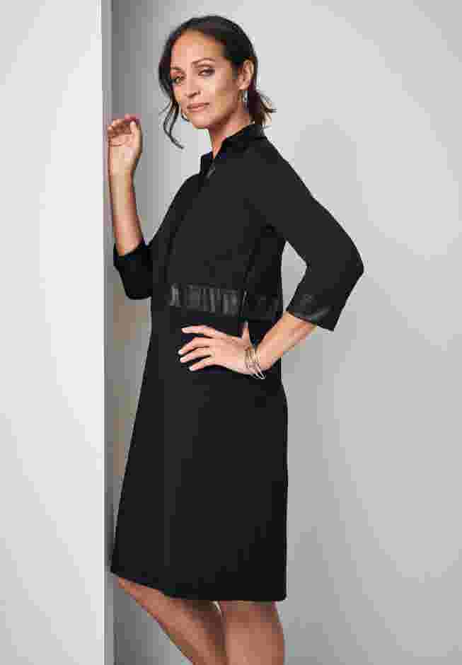 Faux Leather Trim Dress image number 2
