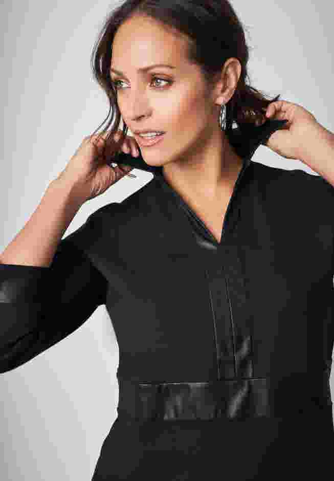 Faux Leather Trim Dress image number 3