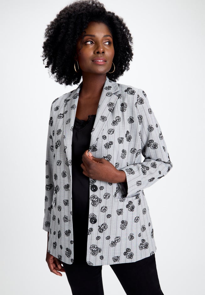Flocked Floral Blazer image number 0