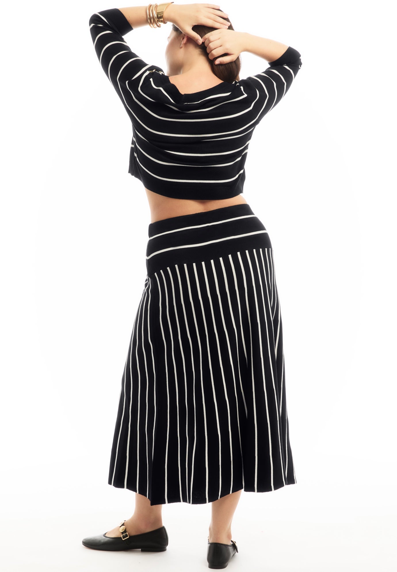 Striped Knit Midi Skirt image number 1