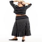 Striped Knit Midi Skirt image number null