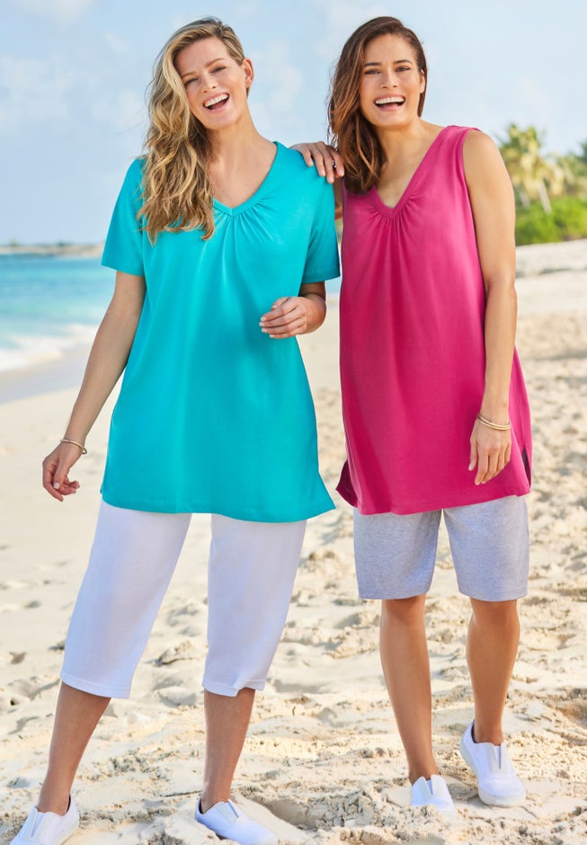 Perfect Sleeveless Shirred V-Neck Tunic image number 6