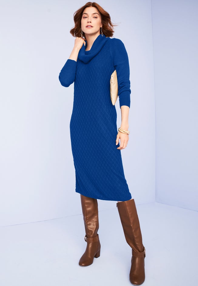 Textured Cowlneck Sweater Dress image number 0
