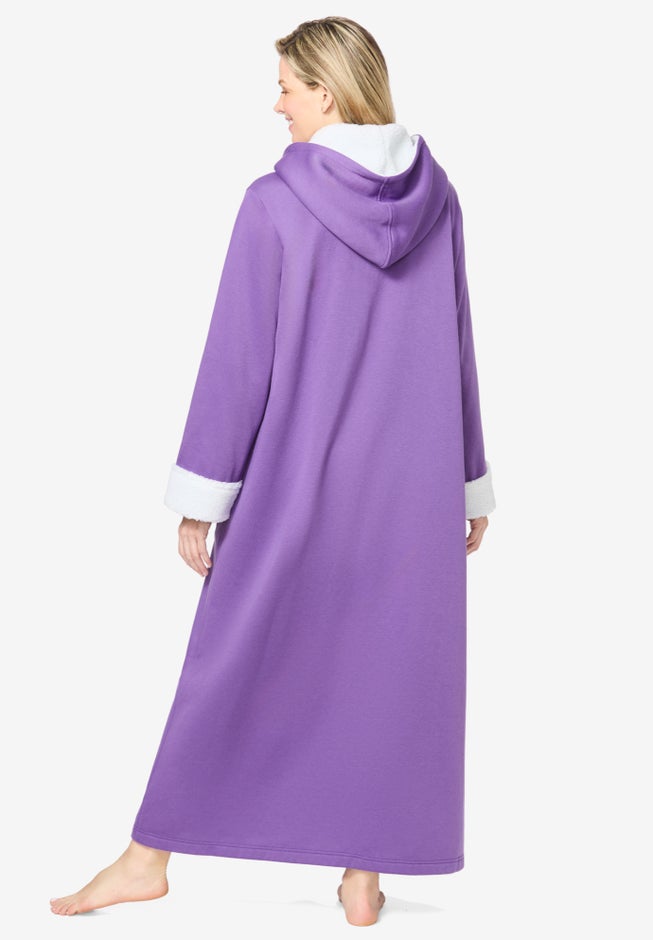 Sherpa-Lined Long Hooded Robe image number 1