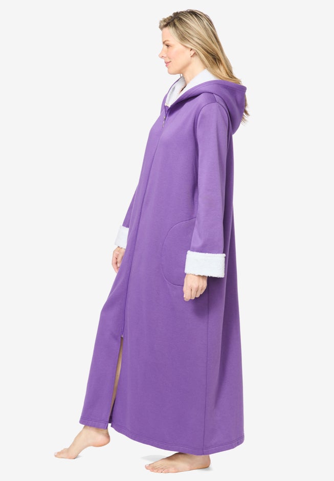 Sherpa-Lined Long Hooded Robe image number 2