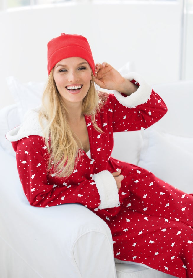 Sherpa-Lined Long Hooded Robe image number 6