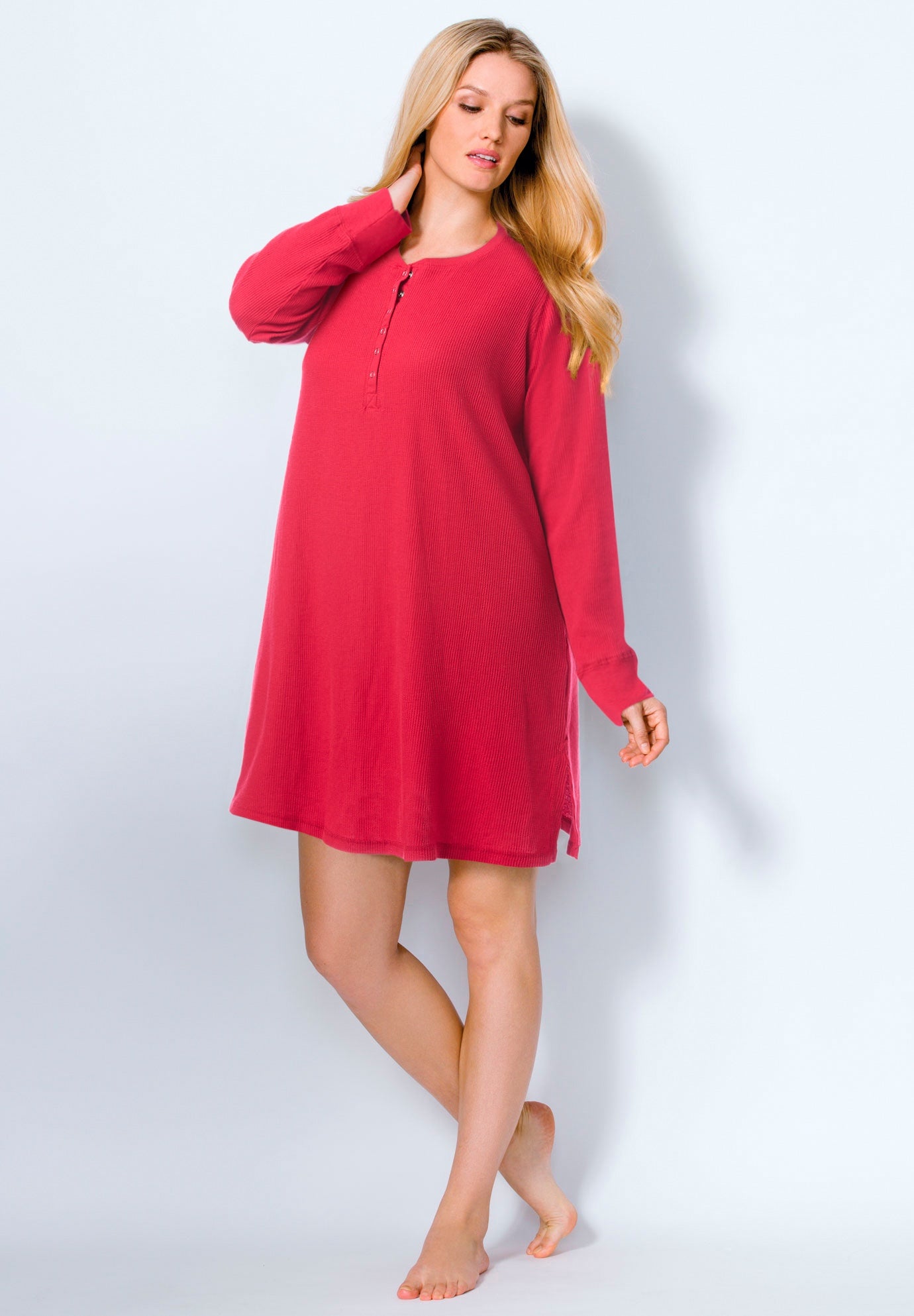 Thermal Henley Sleepshirt  image number 3