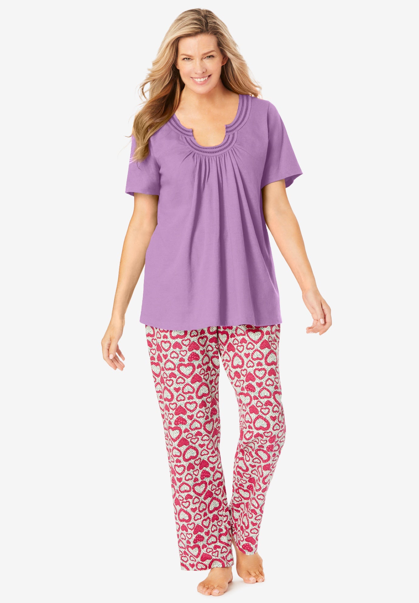 Embroidered Short-Sleeve Sleep Top image number 0