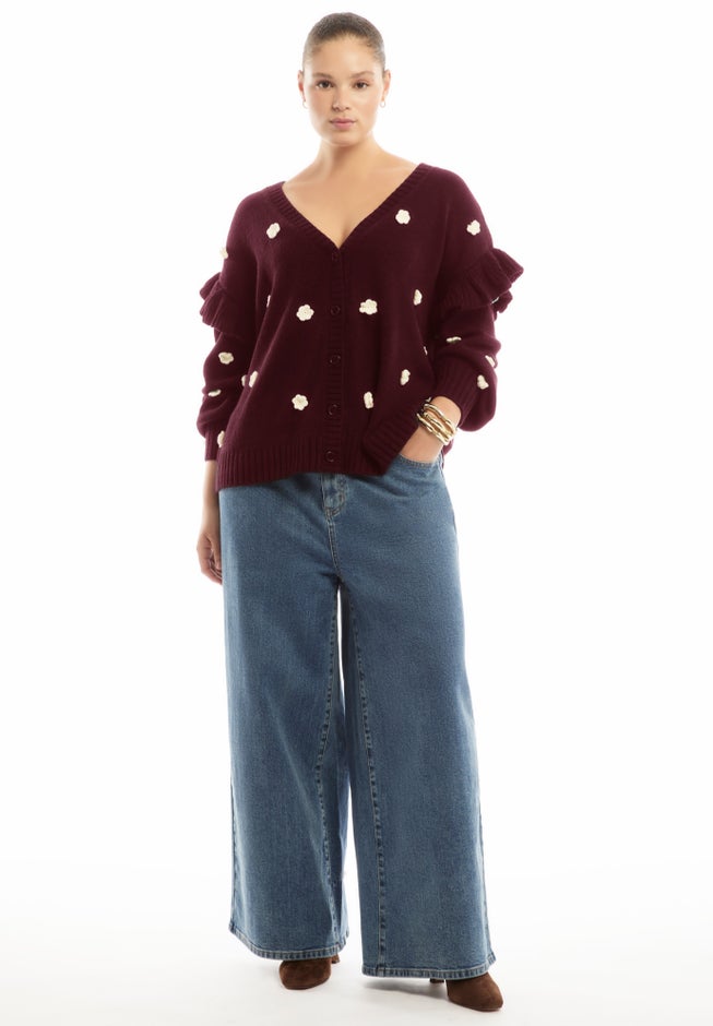 Ruffle-Sleeve Cardigan image number 0