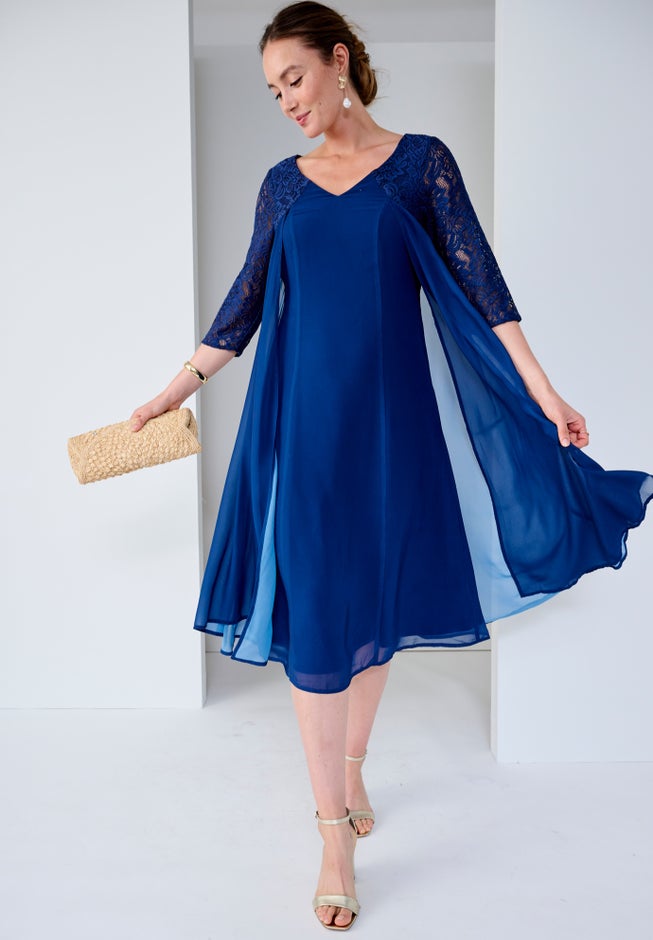 A-line Lace Overlay Dress image number 1