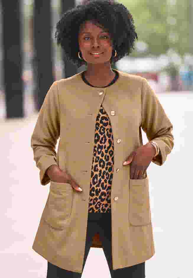 Collarless Snap Front Midi image number 0