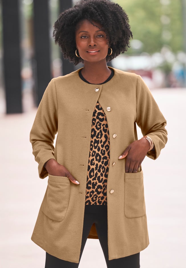 Collarless Snap Front Midi image number 0