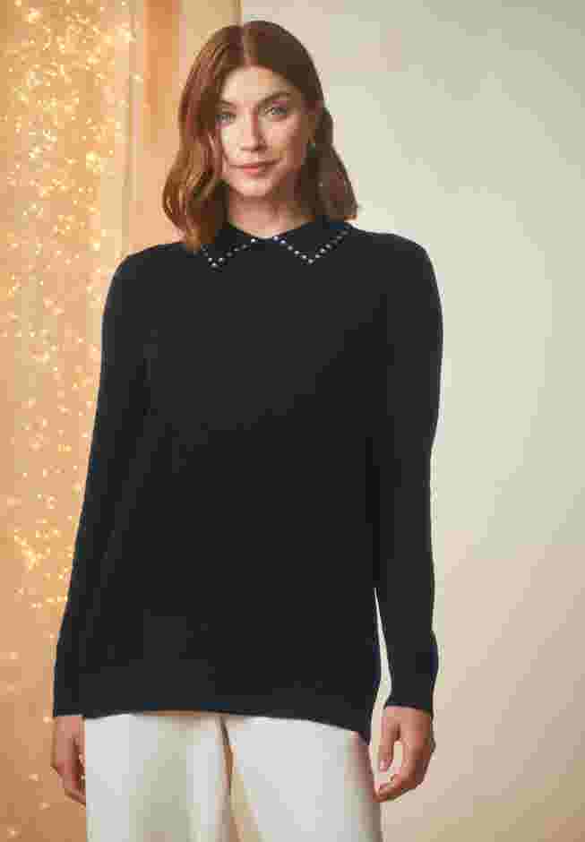 Fine Gauge Embellished Sweater image number 0