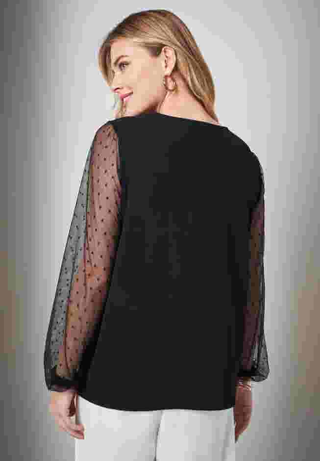 Stretch Crepe Square Neck Mixed Media Top image number 2