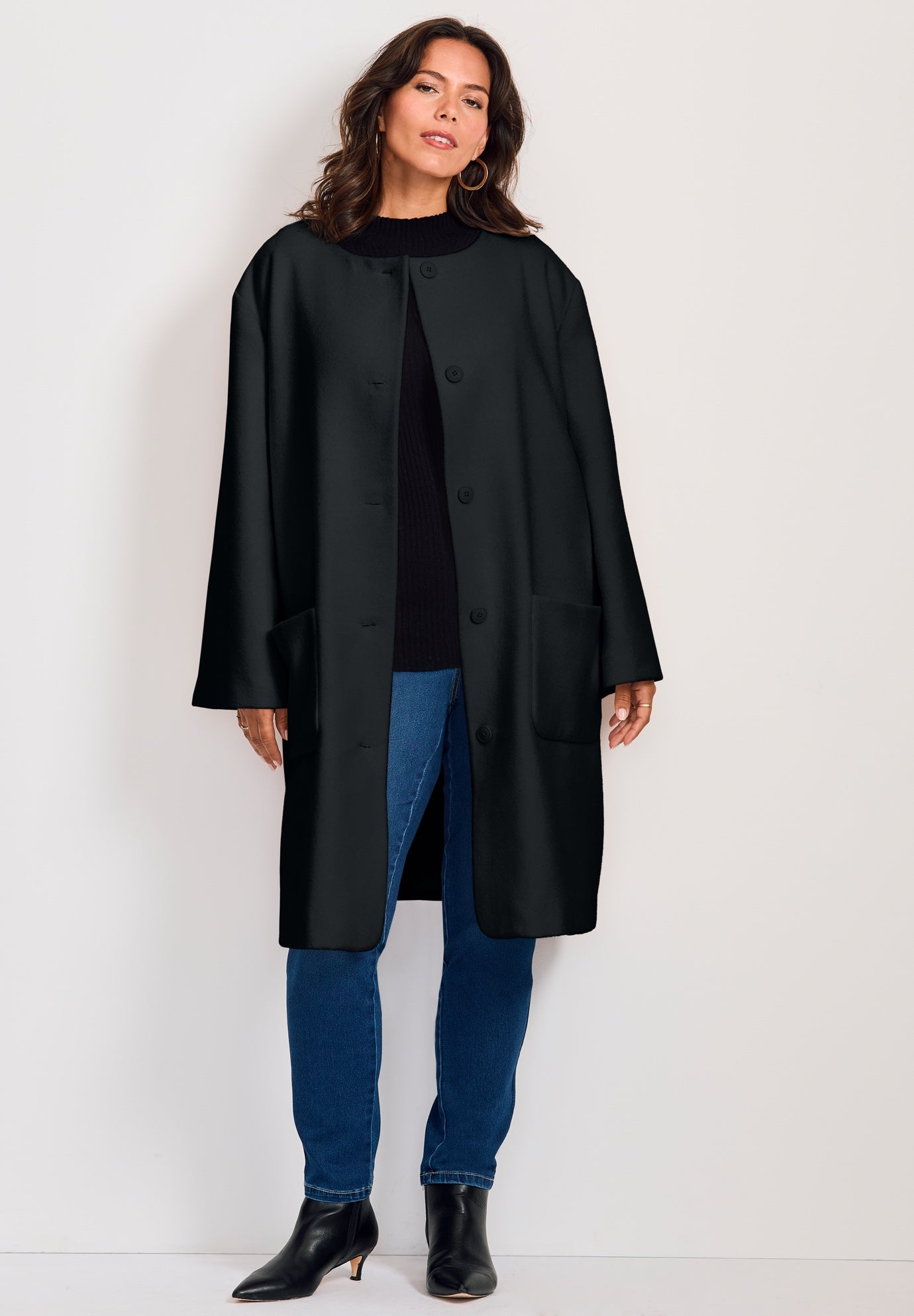 Detachable Fringe Scarf Coat image number 1