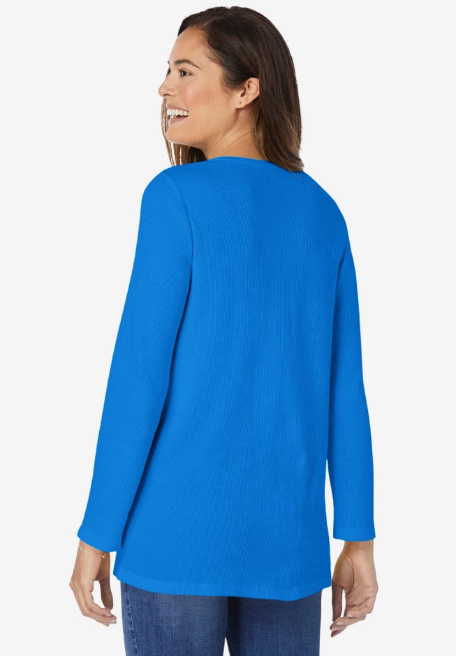 Embroidered Thermal Henley Tee image number 2