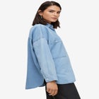 Oversized Button-Front Denim Shirt image number null